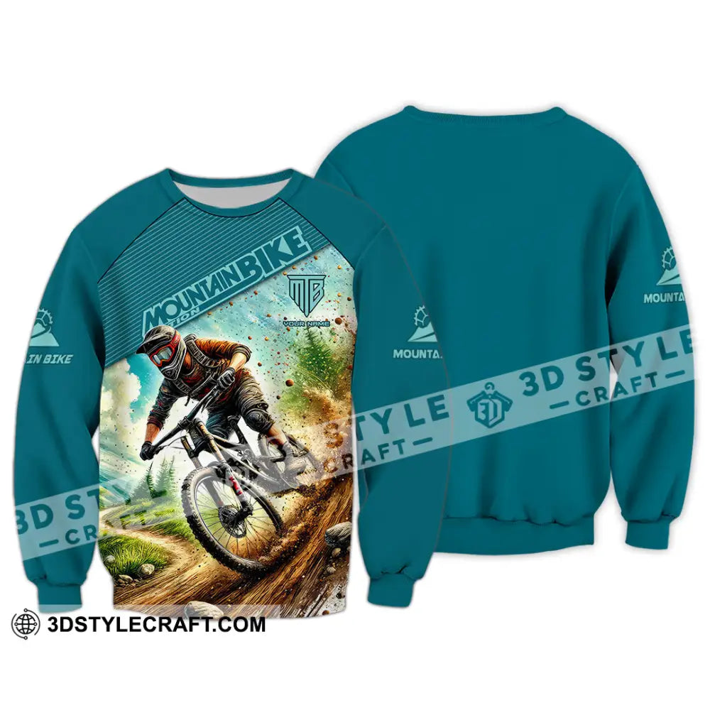 Man Shirt Custom Name Mountain Bike Lover Hoodie Polo Long Sleeve / S T-Shirt