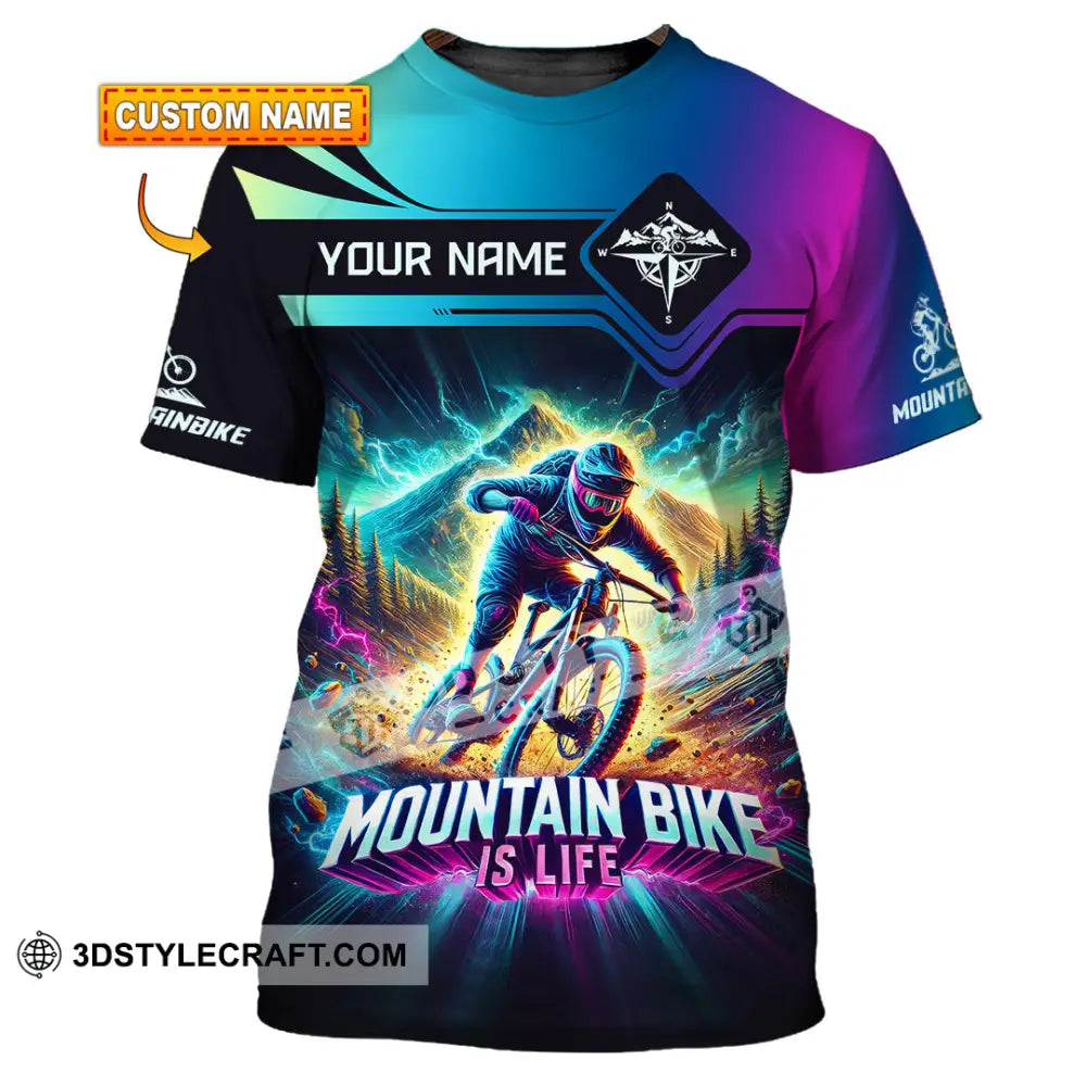 Man Shirt Custom Name Mountain Bike Lover Hoodie Polo Long Sleeve T-Shirt