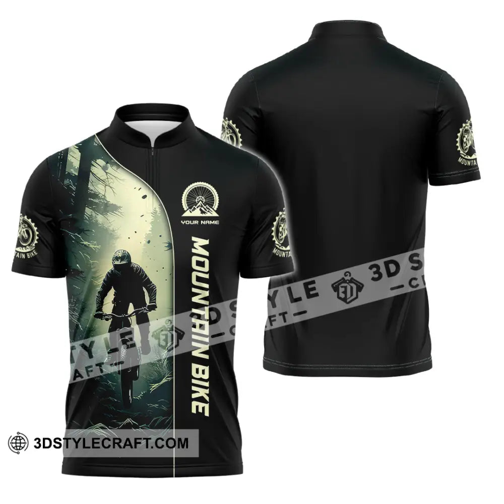 Man Shirt Custom Name Mountain Bike Lover Hoodie Polo Long Sleeve Zipper / S T-Shirt