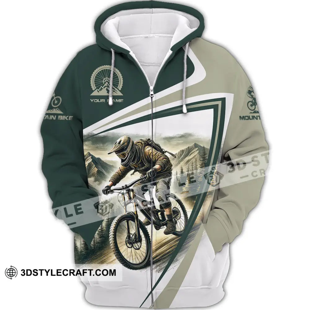 Man Shirt Custom Name Mountain Bike Lover Hoodie Polo Long Sleeve Zipper / S T-Shirt