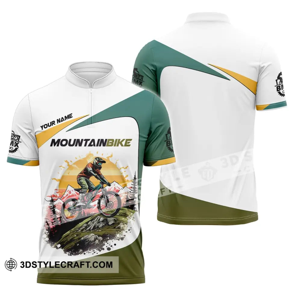 Man Shirt Custom Name Mountain Bike Lover T-Shirt Zipper Polo / S T-Shirt