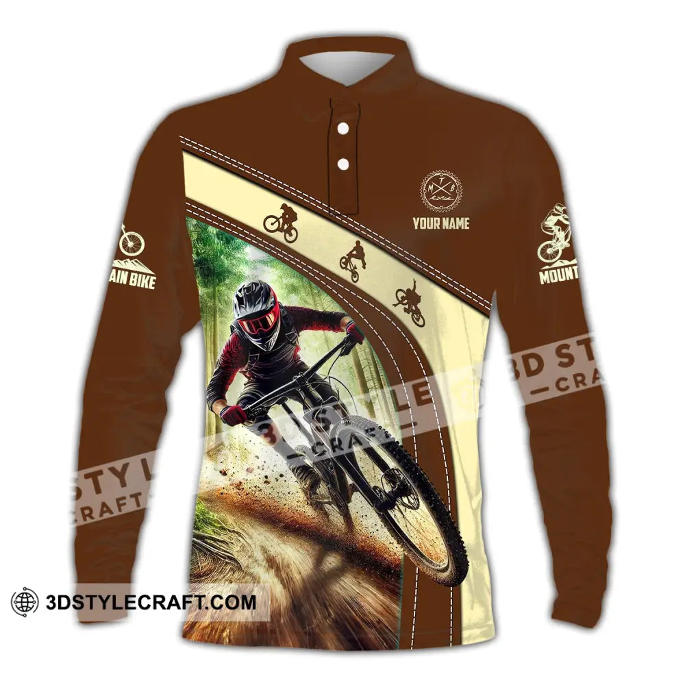 Man Shirt Custom Name Mountain Bike Polo Long Sleeve Gift / S T-Shirt