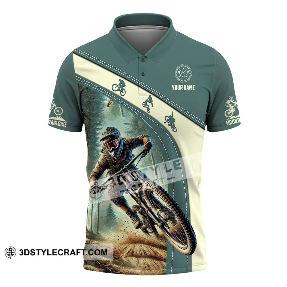 Man Shirt Custom Name Mountain Bike Polo Long Sleeve Gift / S T-Shirt