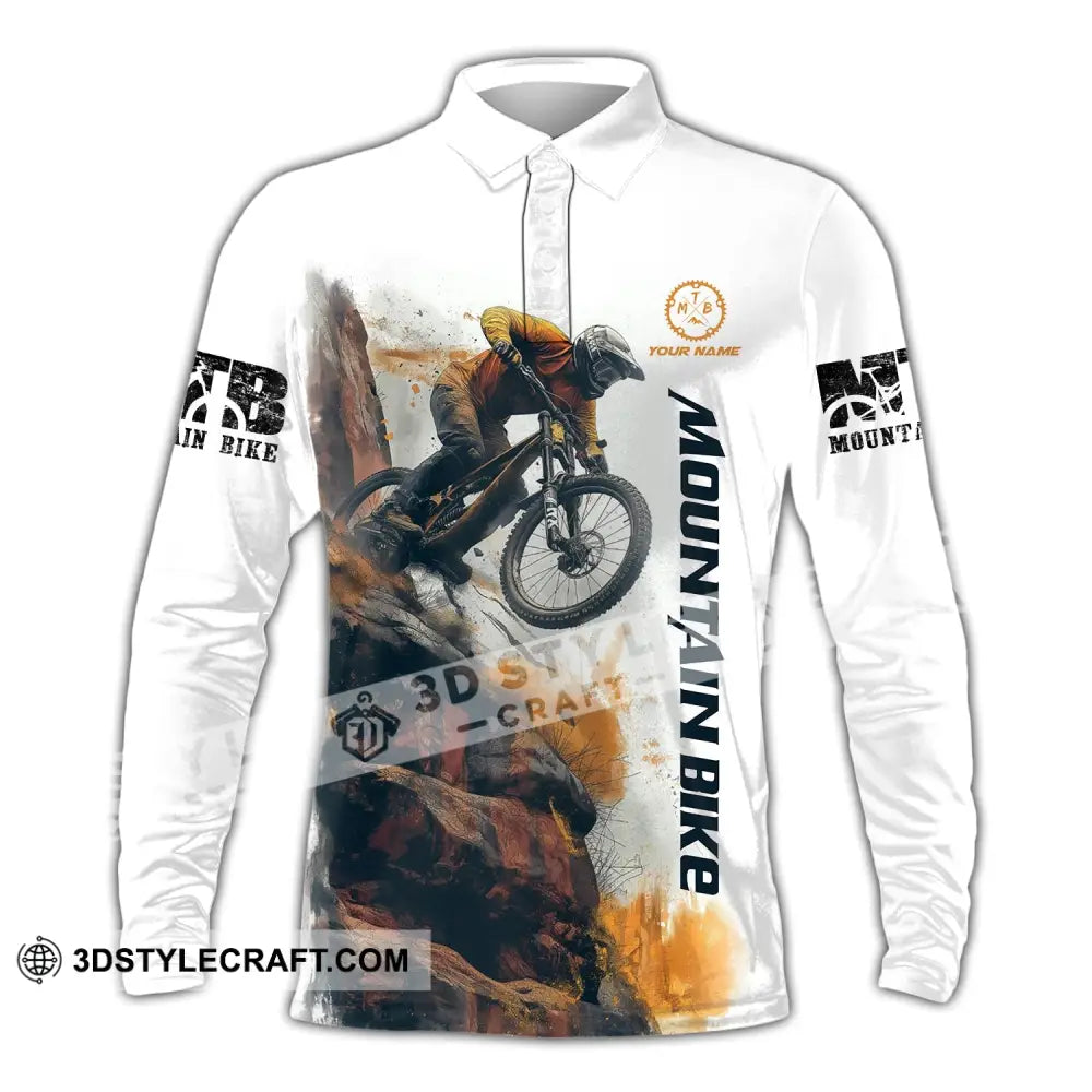 Man Shirt Custom Name Mountain Bike Polo Long Sleeve Gift / S T-Shirt