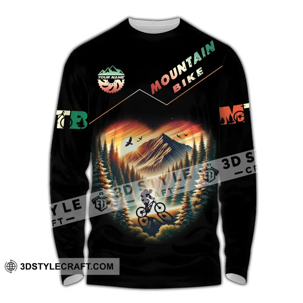 Man Shirt Custom Name Mountain Bike Polo Long Sleeve Gift / S T-Shirt