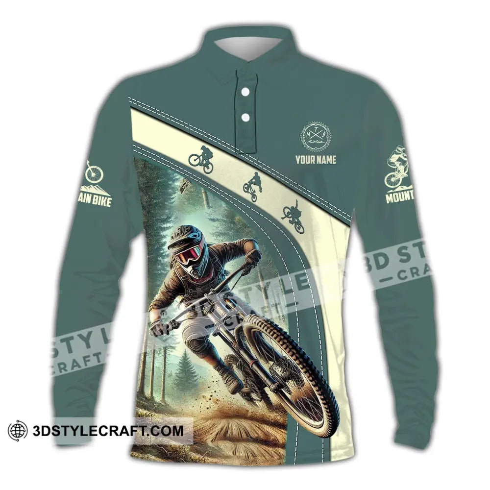 Man Shirt Custom Name Mountain Bike Polo Long Sleeve Gift / S T-Shirt