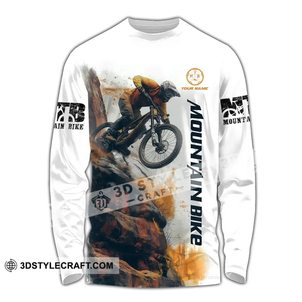 Man Shirt Custom Name Mountain Bike Polo Long Sleeve Gift / S T-Shirt