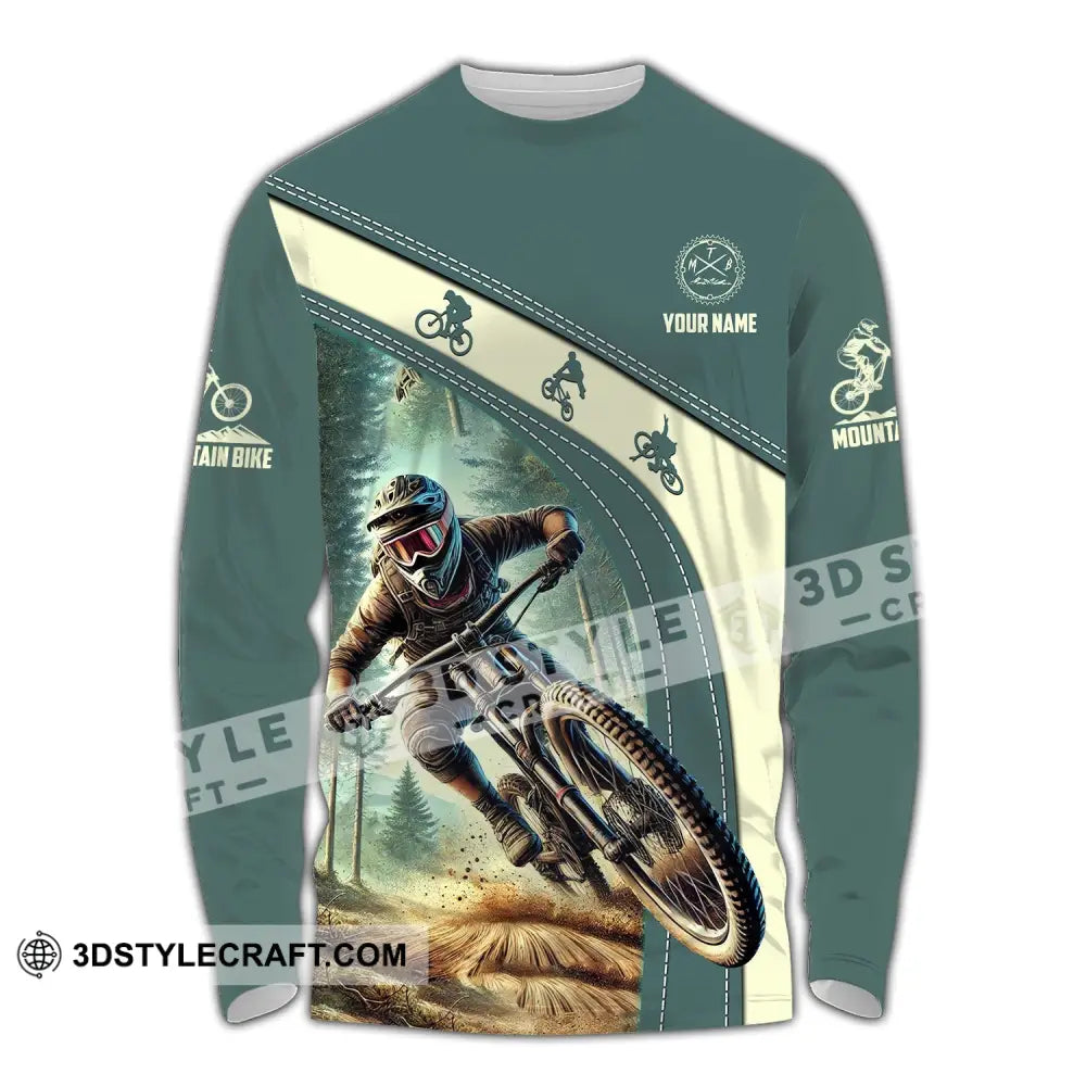 Man Shirt Custom Name Mountain Bike Polo Long Sleeve Gift / S T-Shirt