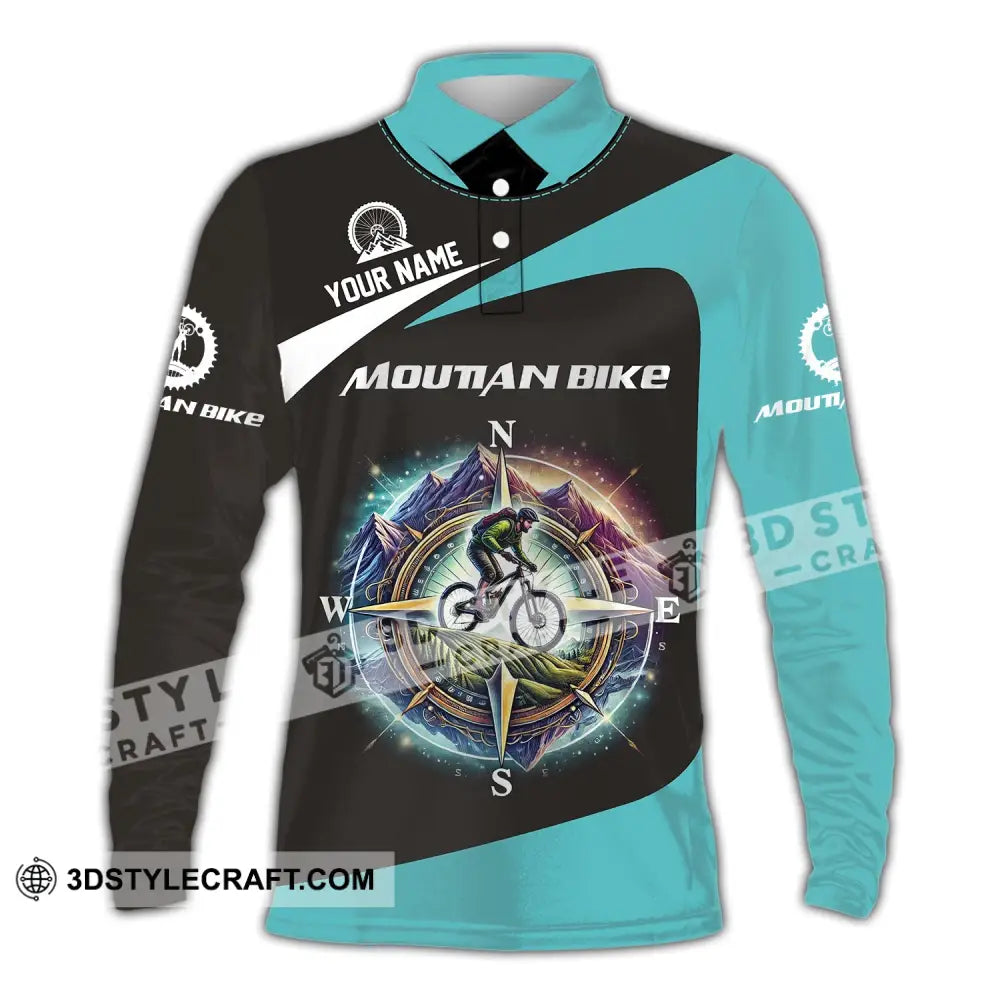 Man Shirt Custom Name Mountain Bike Polo Long Sleeve Gift / S T-Shirt