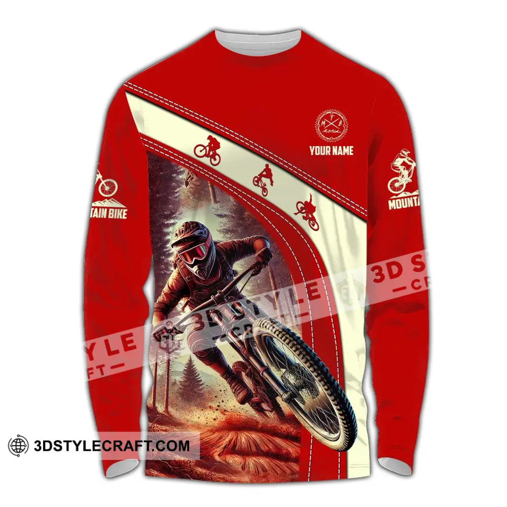 Man Shirt Custom Name Mountain Bike Polo Long Sleeve Gift / S T-Shirt