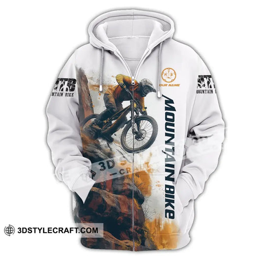 Man Shirt Custom Name Mountain Bike Polo Long Sleeve Gift Zipper Hoodie / S T-Shirt