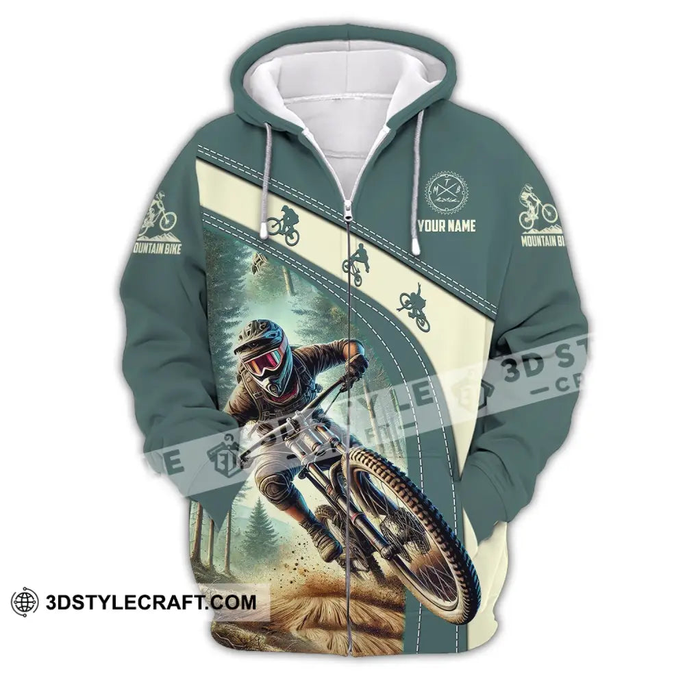 Man Shirt Custom Name Mountain Bike Polo Long Sleeve Gift Zipper Hoodie / S T-Shirt