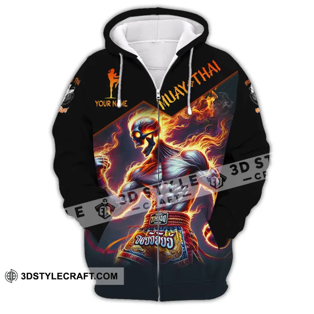 Man Shirt Custom Name Muay Thai Hoodie Polo Long Sleeve Zipper / S T-Shirt