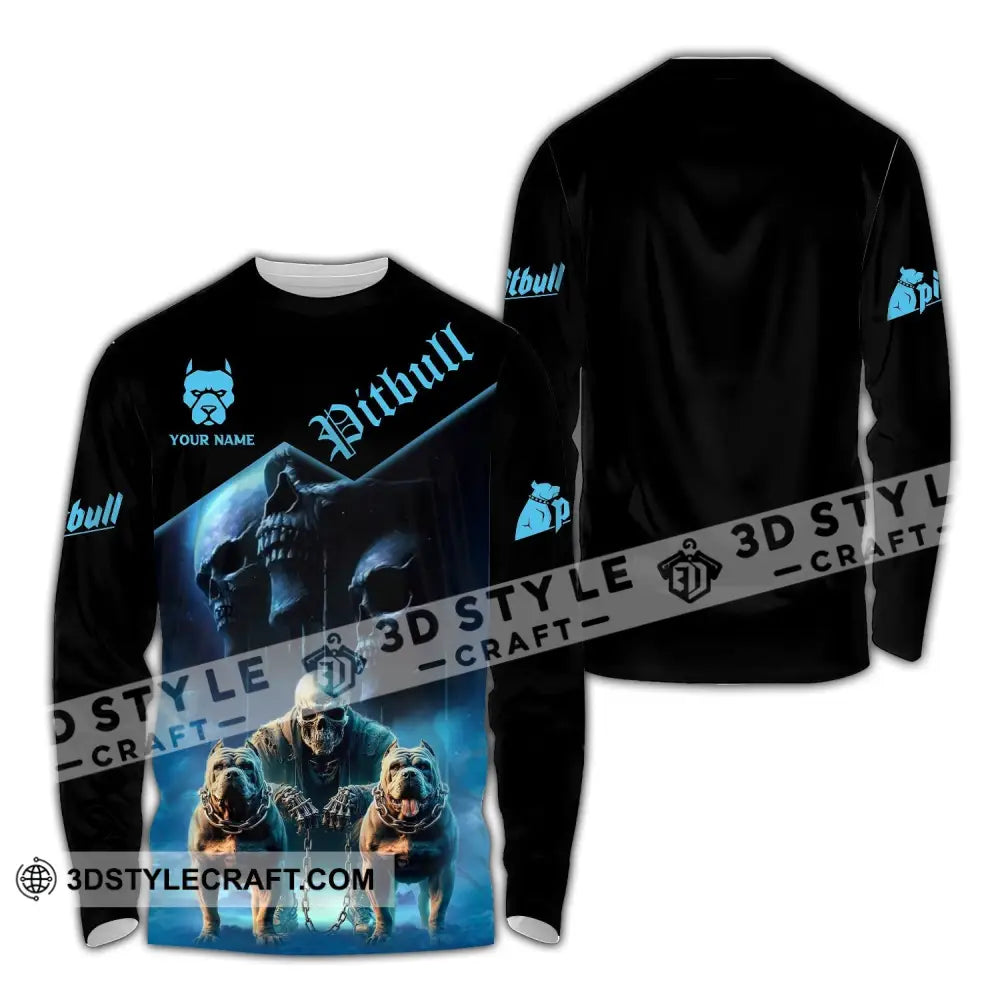 Man Shirt Custom Name Pitbull Lover Gift Hoodie Long Sleeve / S T-Shirt