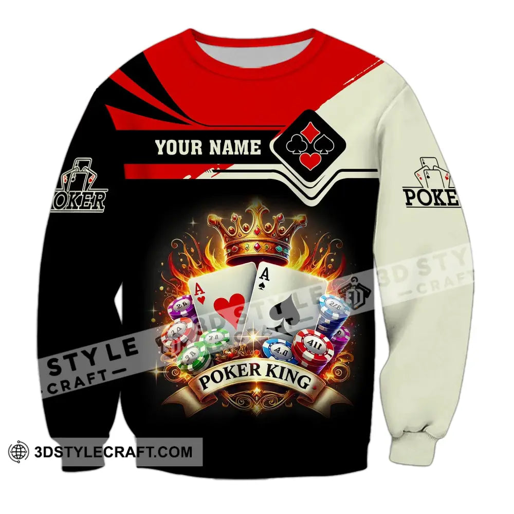 Man Shirt Custom Name Poker King T-Shirt Hoodie Long Sleeve Casino / S T-Shirt