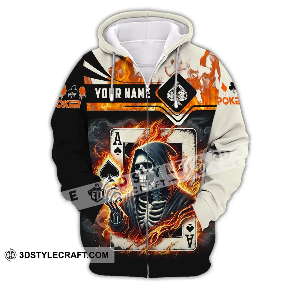 Man Shirt Custom Name Poker King T-Shirt Hoodie Long Sleeve Casino Zipper / S T-Shirt