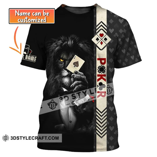 Man Shirt, Custom Name Poker T-Shirt, Poker Lion, Casino Shirt, Poker Gift style option 1