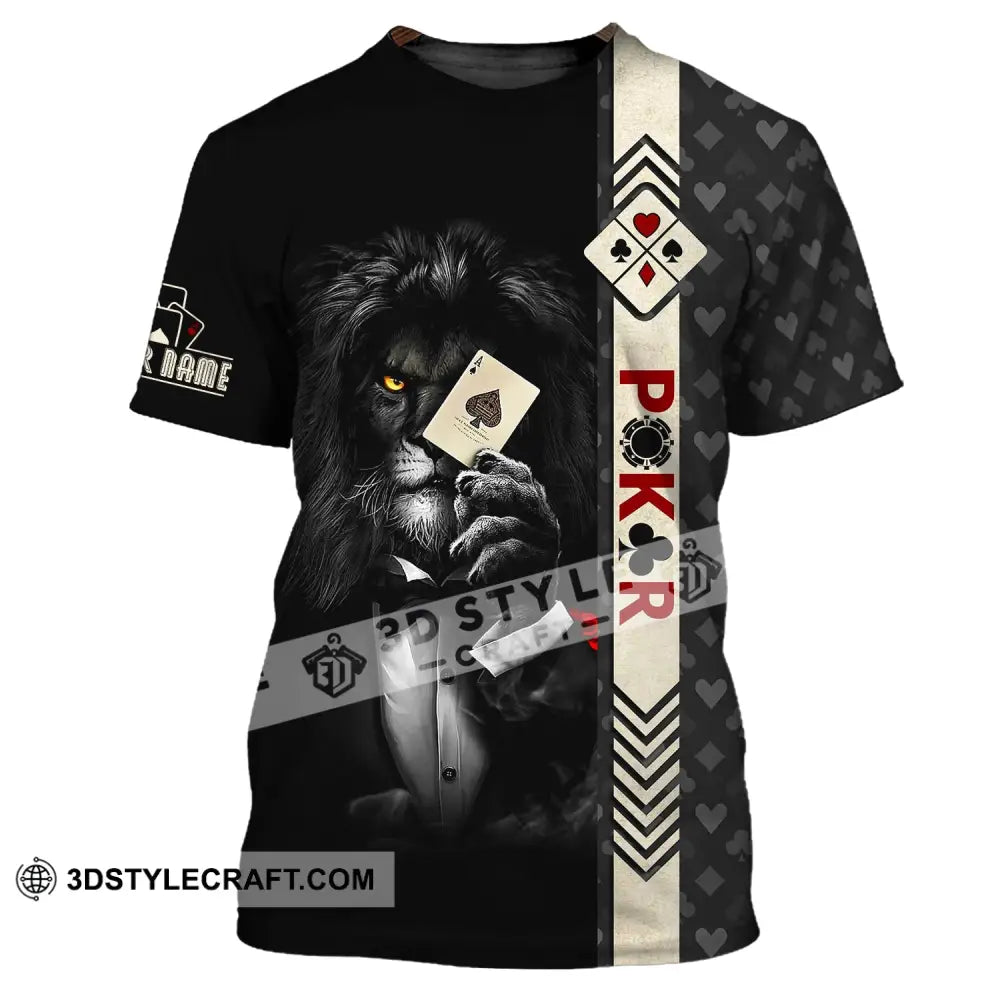 Man Shirt Custom Name Poker T-Shirt Lion Casino Gift / S