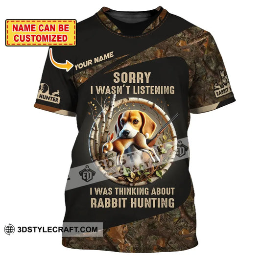 Man Shirt Custom Name Rabbit Hunter Hunting T-Shirt Hoodie Long Sleeve T-Shirt