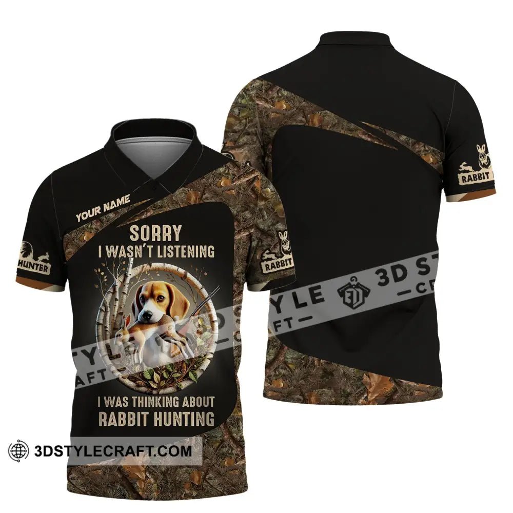 Man Shirt Custom Name Rabbit Hunter Hunting T-Shirt Hoodie Long Sleeve Polo / S T-Shirt