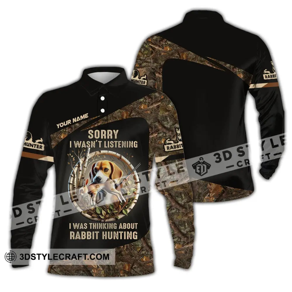 Man Shirt Custom Name Rabbit Hunter Hunting T-Shirt Hoodie Long Sleeve Polo / S T-Shirt