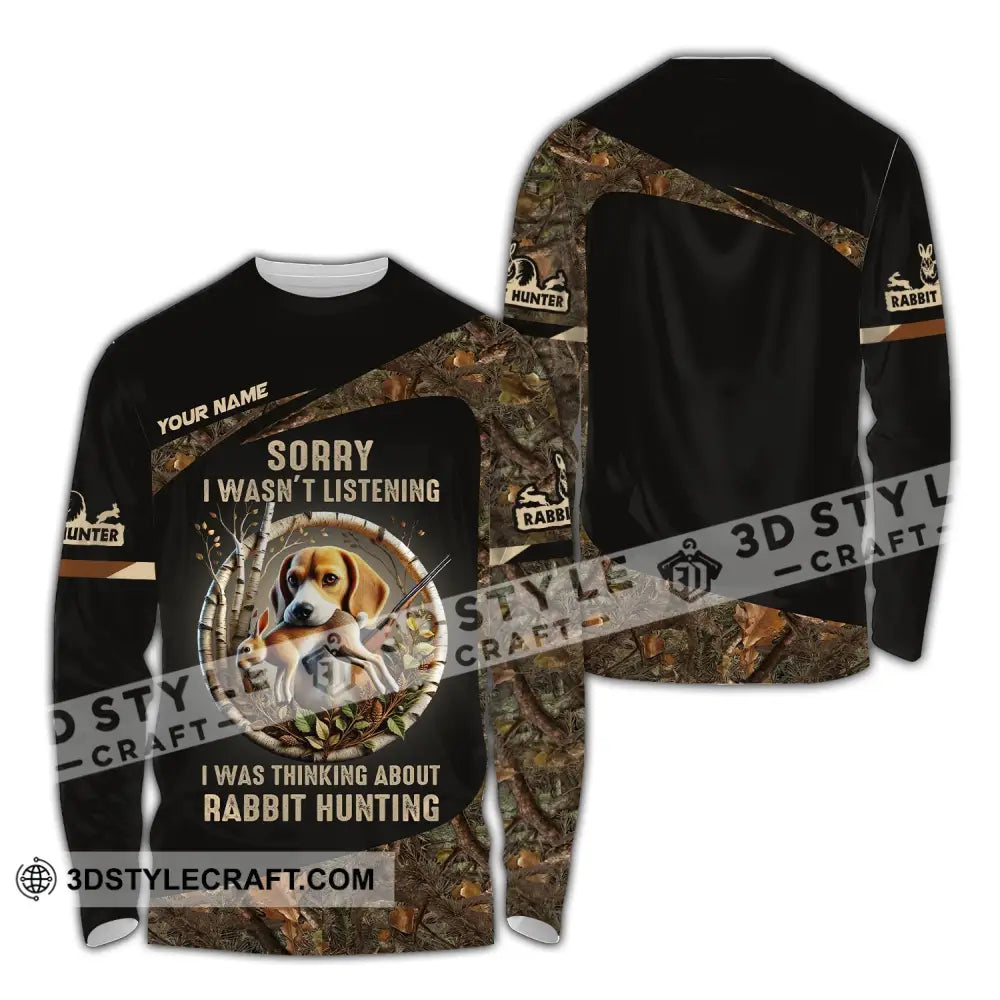 Man Shirt Custom Name Rabbit Hunter Hunting T-Shirt Hoodie Long Sleeve / S T-Shirt