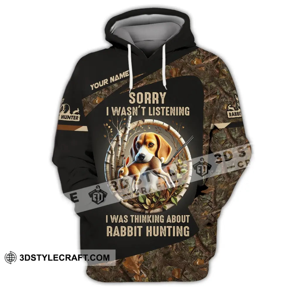 Man Shirt Custom Name Rabbit Hunter Hunting T-Shirt Hoodie Long Sleeve / S T-Shirt