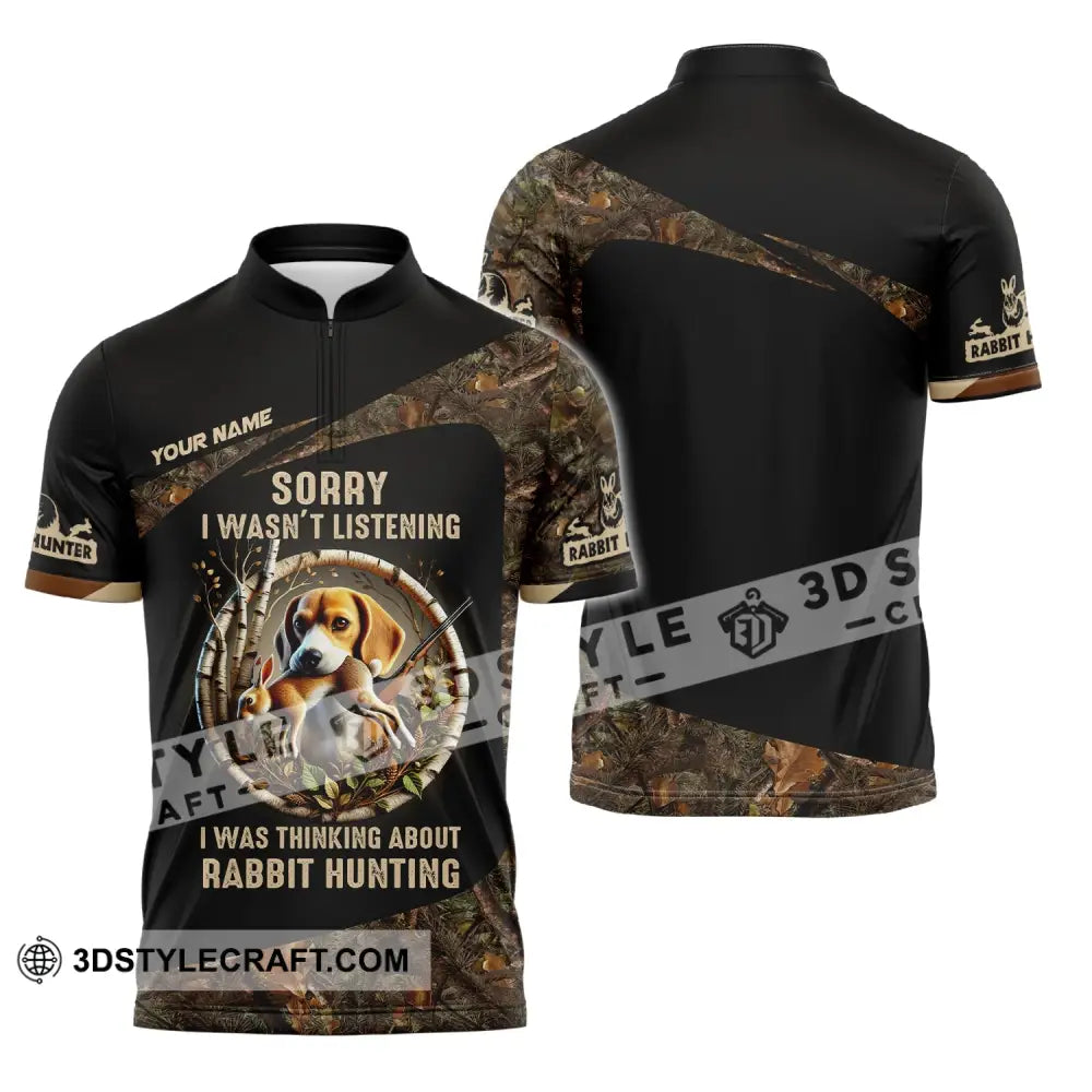 Man Shirt Custom Name Rabbit Hunter Hunting T-Shirt Hoodie Long Sleeve Zipper Polo / S T-Shirt