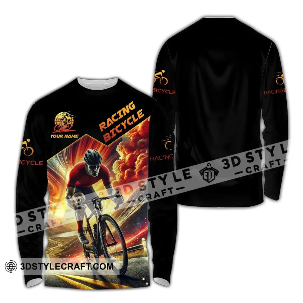 Man Shirt Custom Name Racing Bicycle Hoodie Polo Long Sleeve / S T-Shirt