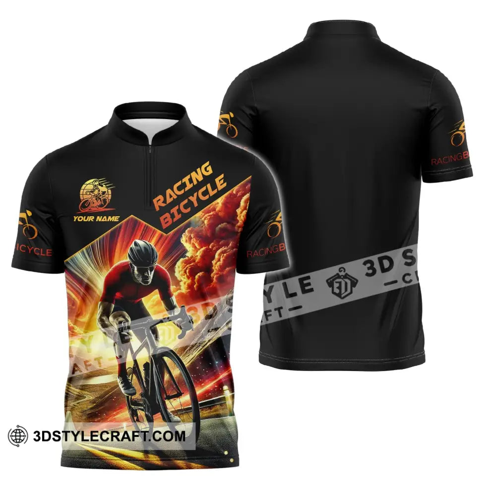 Man Shirt Custom Name Racing Bicycle Hoodie Polo Long Sleeve Zipper / S T-Shirt