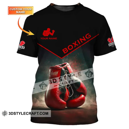 Man Shirt - Custom Name Red Boxing Gloves T-Shirt