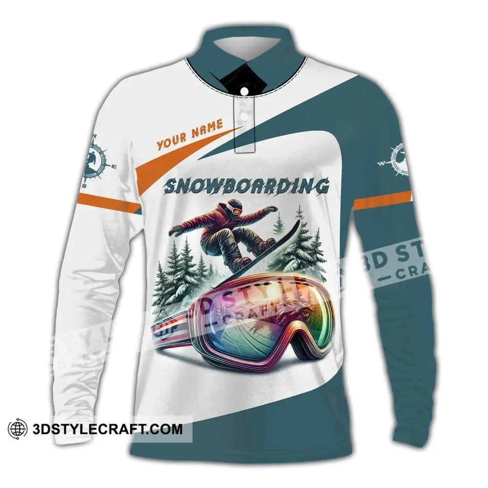 Man Shirt Custom Name Snowboarding Polo Long Sleeve Gift / S T-Shirt