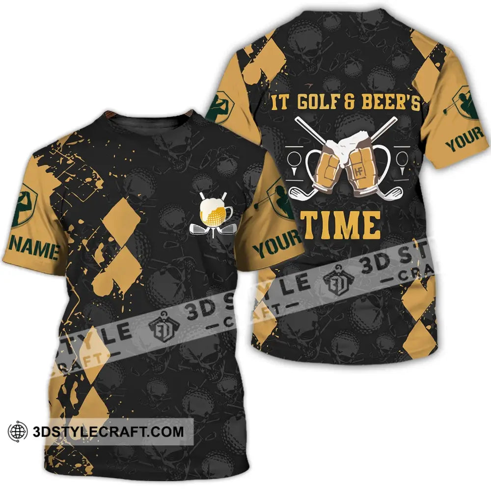 Man Shirt - Custom Name T-Shirt It’s Gold And Beer Time Clothing T-Shirt