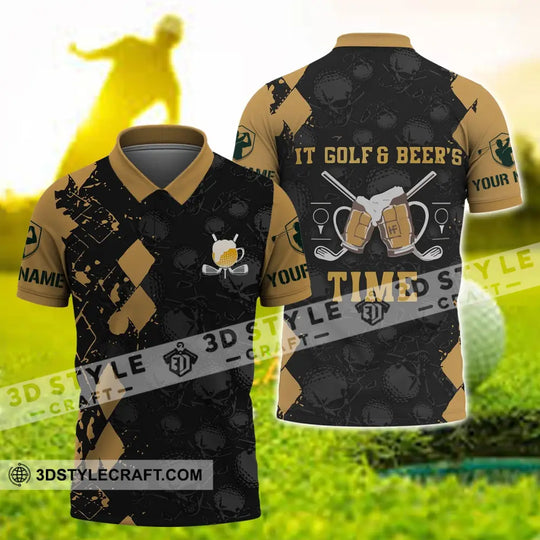 Man Shirt - Custom Name T-Shirt - It's Gold And Beer Time Clothing style option 2