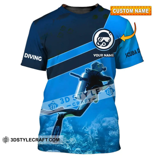 Man Shirt - Custom Name T-Shirt - Scuba Diving Clothing style option 1