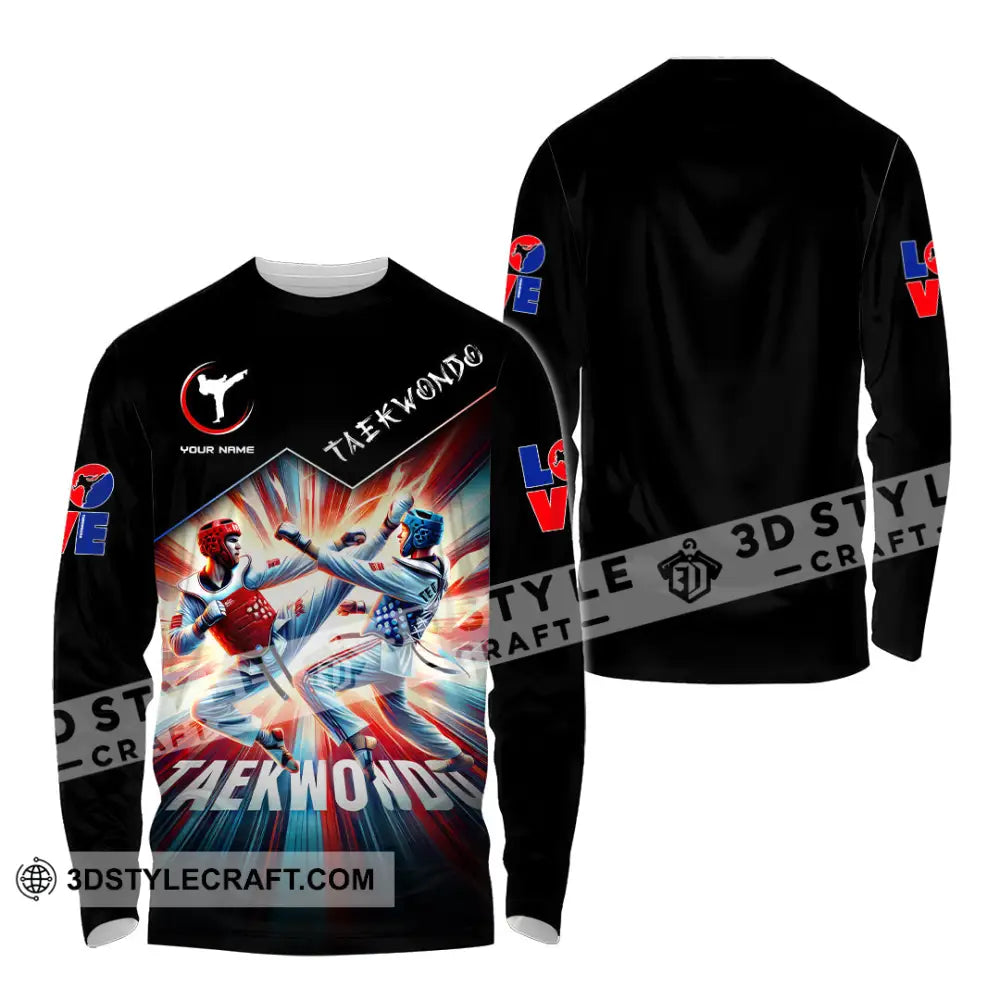 Man Shirt Custom Name Taekwondo Lover Hoodie Polo Long Sleeve / S T-Shirt