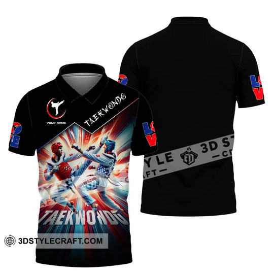 Man Shirt, Custom Name Taekwondo Shirt, Taekwondo Lover Hoodie Shirt Polo Long Sleeve Shirt style option 4