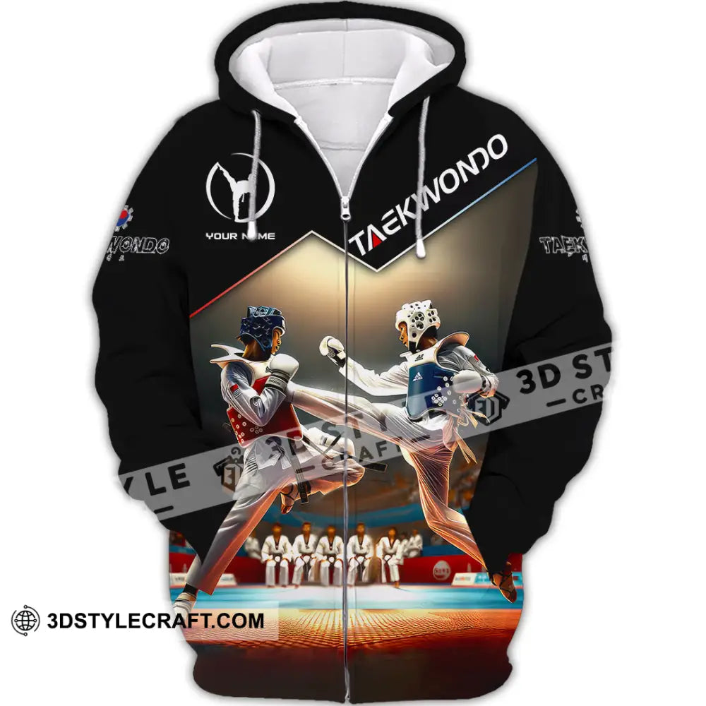 Man Shirt Custom Name Taekwondo Lover Hoodie Polo Long Sleeve Zipper / S T-Shirt