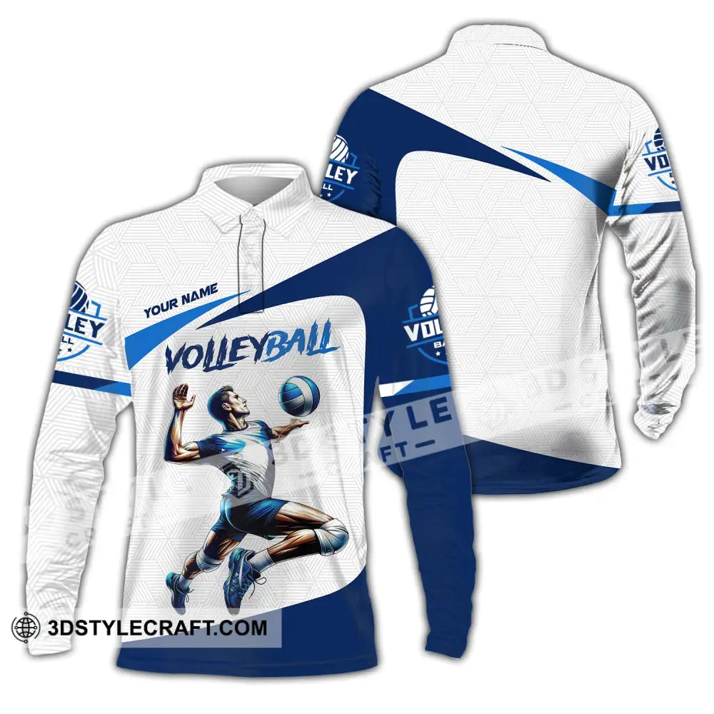 Man Shirt Custom Name Volleyball Player T-Shirt For Lover Team Uniform Long Sleeve Polo / S T-Shirt