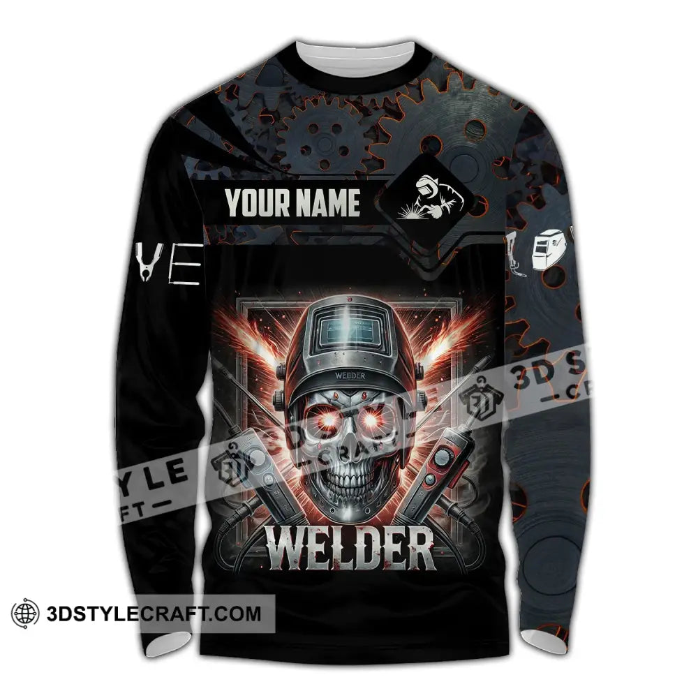 Man Shirt Custom Name Welder Polo Hoodie Long Sleeve / S T-Shirt