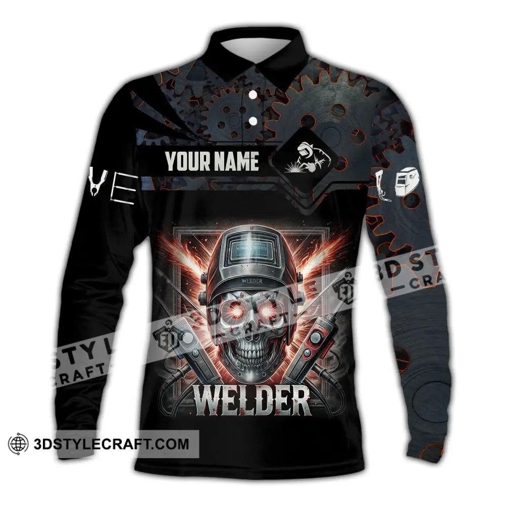 Man Shirt Custom Name Welder Polo Hoodie Long Sleeve / S T-Shirt