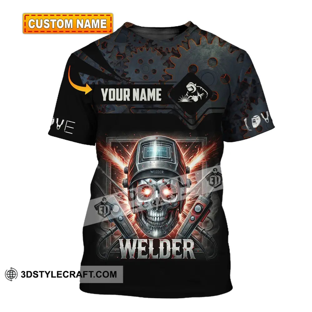 Man Shirt Custom Name Welder Polo Hoodie Long Sleeve T-Shirt