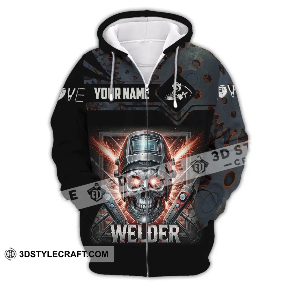 Man Shirt Custom Name Welder Polo Hoodie Long Sleeve Zipper / S T-Shirt