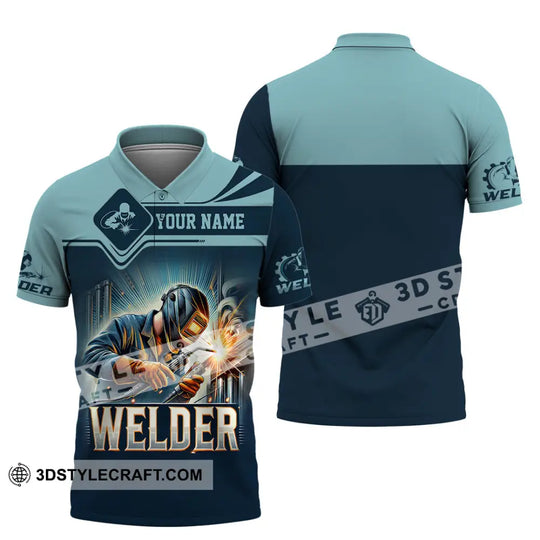 Man Shirt, Custom Name Welder Shirt, Welder Polo Long Sleeve Shirt, Gift for Welder style option 4