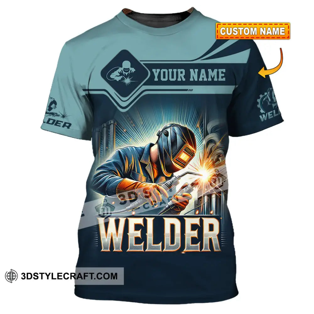 Man Shirt Custom Name Welder Polo Long Sleeve Gift For T-Shirt