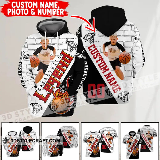 Man Shirt, Custom Photo Name and Number Basketball T-Shirt, Basketball Legend, Gift for Basketball Player style option 1