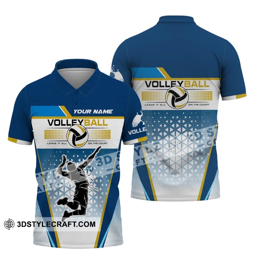 Man Shirt Custom Volleyball Leave It All On The Court T-Shirt For Team Gift Players Polo / S