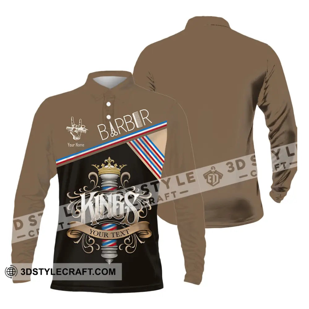 Men Shirt Custom Barber Kings Shirt Long Sleeve Polo / S T shirt