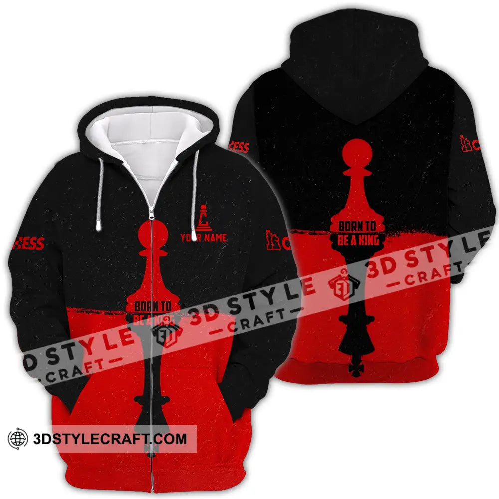 Men Shirt - Custom Chess Lover Shirt Born To Be A King Zipper Hoodie / S T-shirt