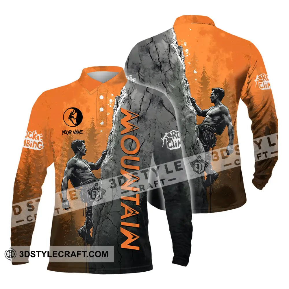 Men Shirt Custom Climbing Mountain Shirt Long Sleeve Polo / S T shirt